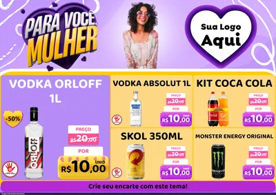 Modelo de Encarte para Encarte A4 Horizontal com o tema Para Você, Mulher para Distribuidora de bebidas