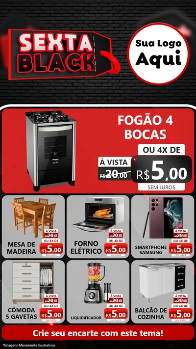 Modelo de Rede Social para Stories com o tema Sexta Black para Móveis e Eletro