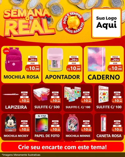 Modelo de Rede Social para Feed Instagram com o tema Semana do Real para Papelaria