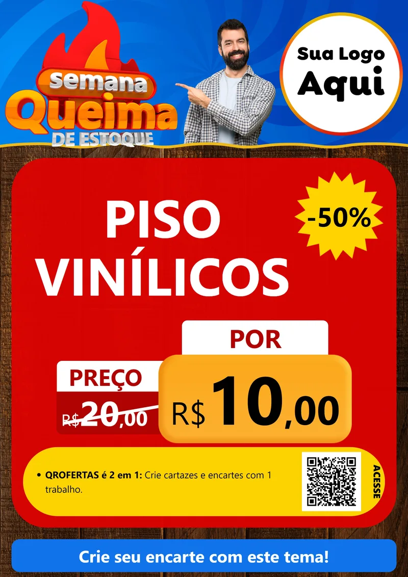 Modelo de Cartaz para Cartaz A4 Vertical com o tema Semana Queima de Estoque para Material para Construção
