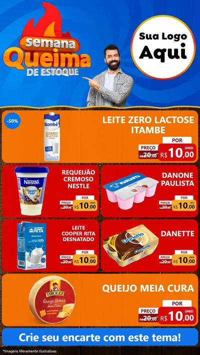 Modelo de TV para TV Vertical com o tema Semana Queima de Estoque para Frios e Laticínios