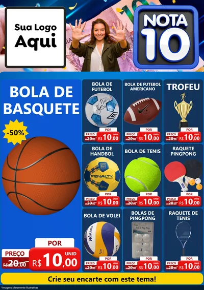 Modelo de Encarte para Encarte A4 Vertical com o tema Nota 10 para Artigos Esportivos