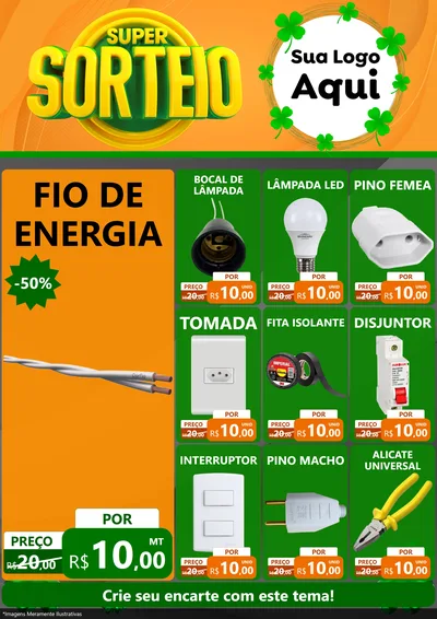 Modelo de Encarte para Encarte A4 Vertical com o tema Super Sorteio para Materiais Elétricos