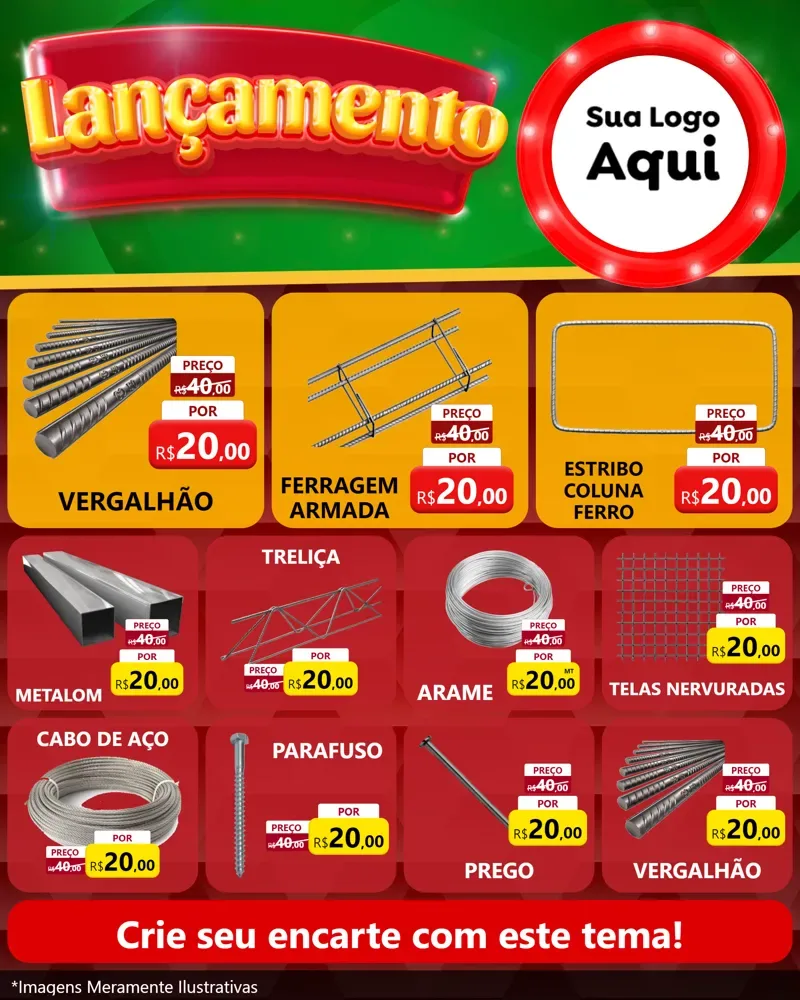 Modelo de Rede Social para Feed Instagram com o tema Lançamento para Ferragens