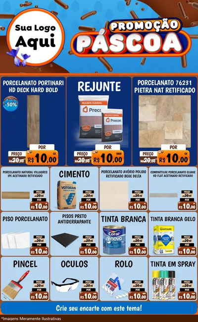 Modelo de Encarte para Encarte Grande com o tema Promoção Páscoa para Pisos e revestimentos