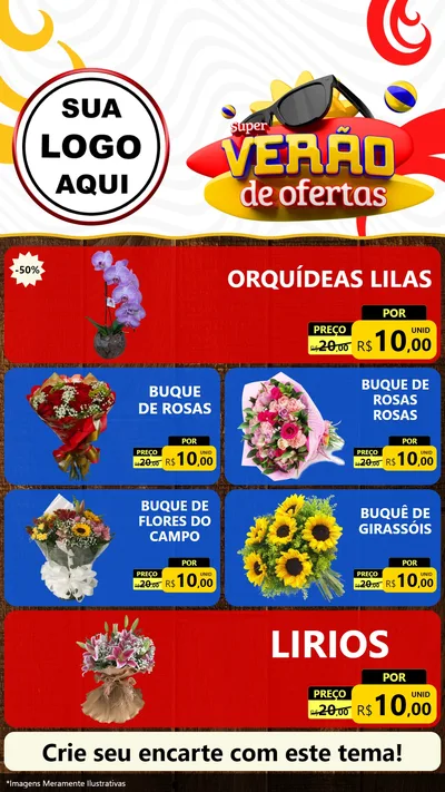 Modelo de TV para TV Vertical com o tema Super Verão de Ofertas para Floricultura e jardim