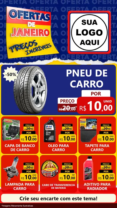 Modelo de Rede Social para Stories com o tema Ofertas de Janeiro - Preços Incríveis para Auto peças