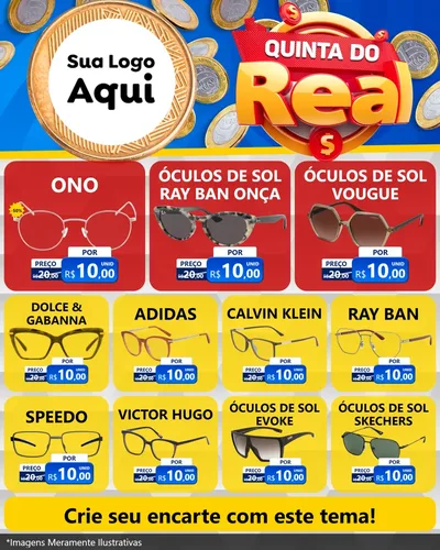 Modelo de Rede Social para Feed Instagram com o tema Quinta do Real para Óticas