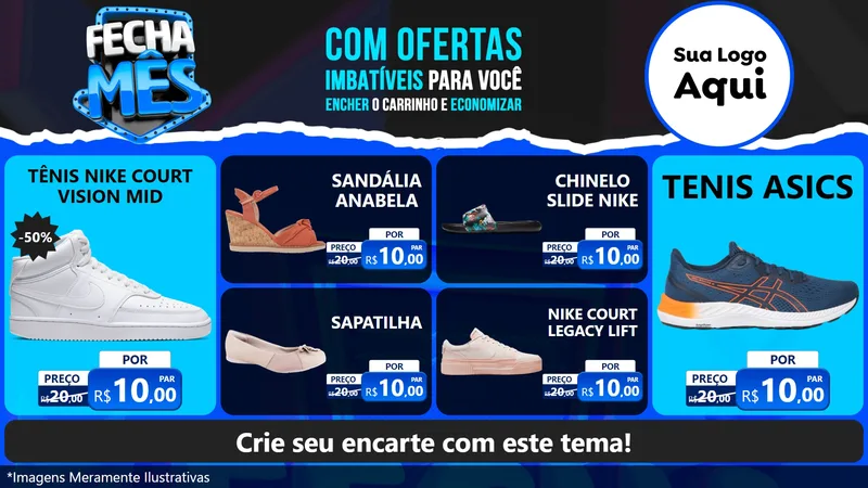 Modelo de TV para TV Horizontal com o tema Fecha Mês para Calçados