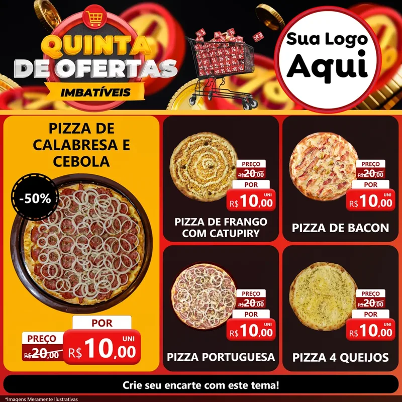 Modelo de Rede Social para Feed Facebook com o tema Quinta de Ofertas Imbatíveis para Pizzaria