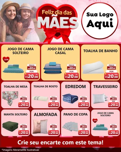 Modelo de Rede Social para Feed Instagram com o tema Feliz Dia Das Mães para Cama, Mesa e Banho