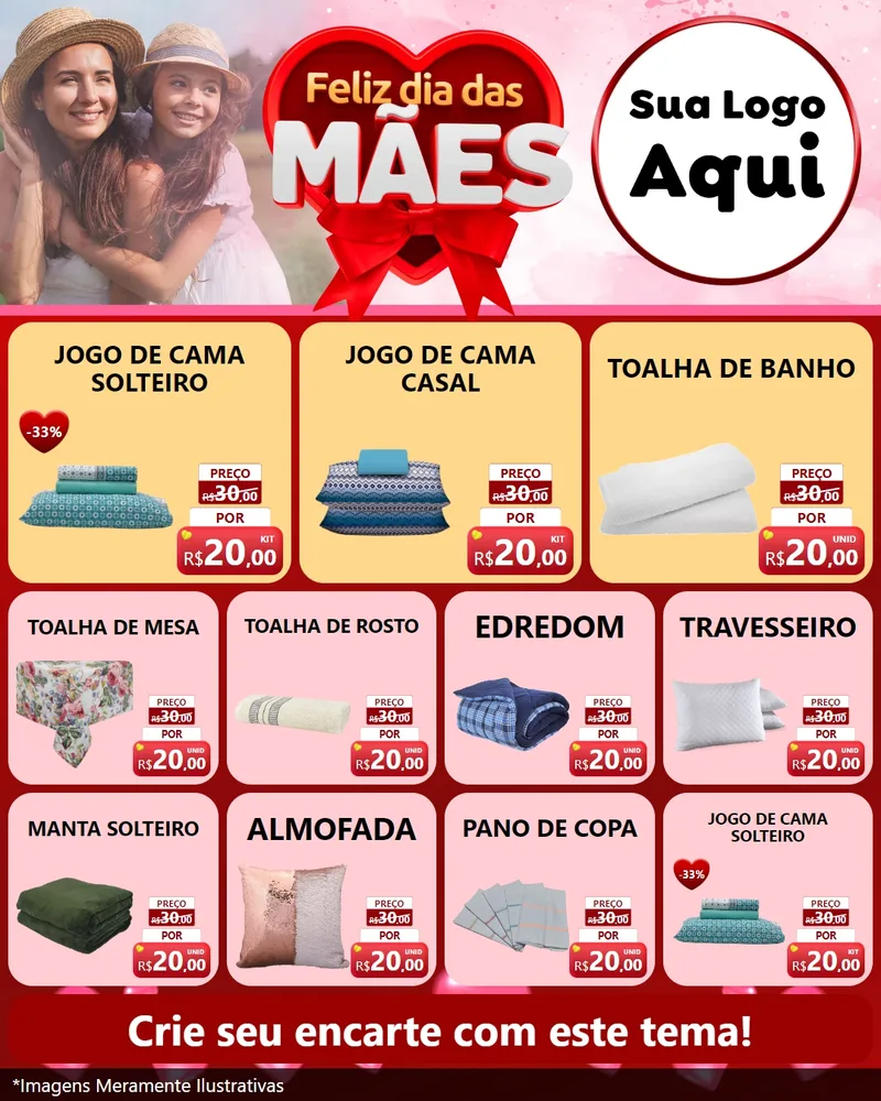 Modelo de Rede Social para Feed Instagram com o tema Feliz Dia Das Mães para Cama, Mesa e Banho