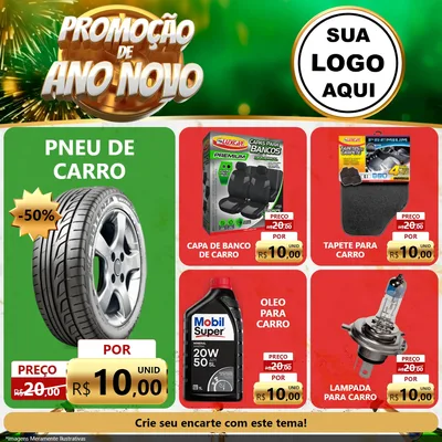 Modelo de Rede Social para Feed Facebook com o tema Promoção de Ano Novo para Auto peças