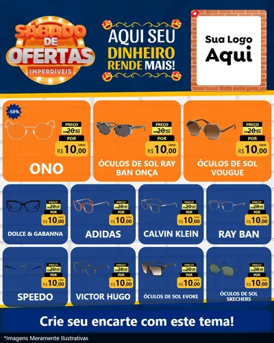 Modelo de Rede Social para Feed Instagram com o tema Sábado de Ofertas Imperdíveis para Óticas