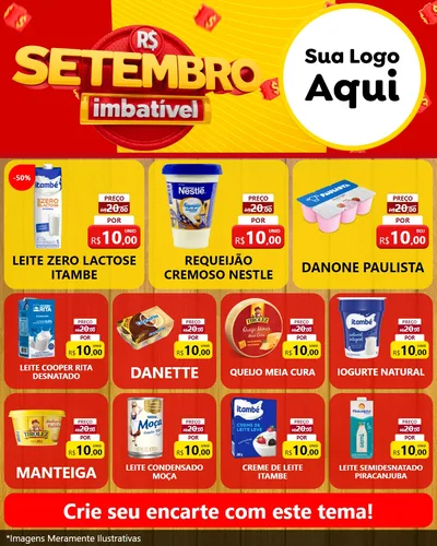 Modelo de Rede Social para Feed Instagram com o tema Setembro Imbatível para Frios e Laticínios