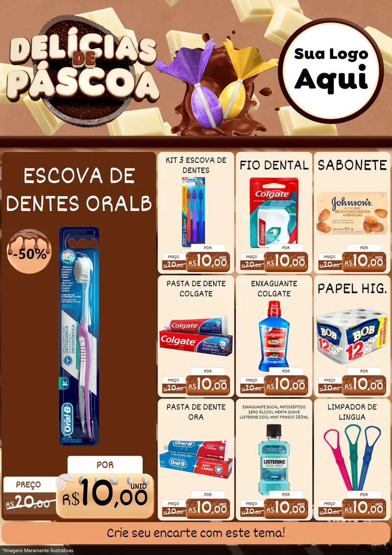 Modelo de Encarte para Encarte A4 Vertical com o tema Delícias de Páscoa para Higiene Pessoal