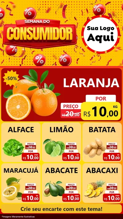 Modelo de Rede Social para Stories com o tema Semana do Consumidor para Hortifrúti