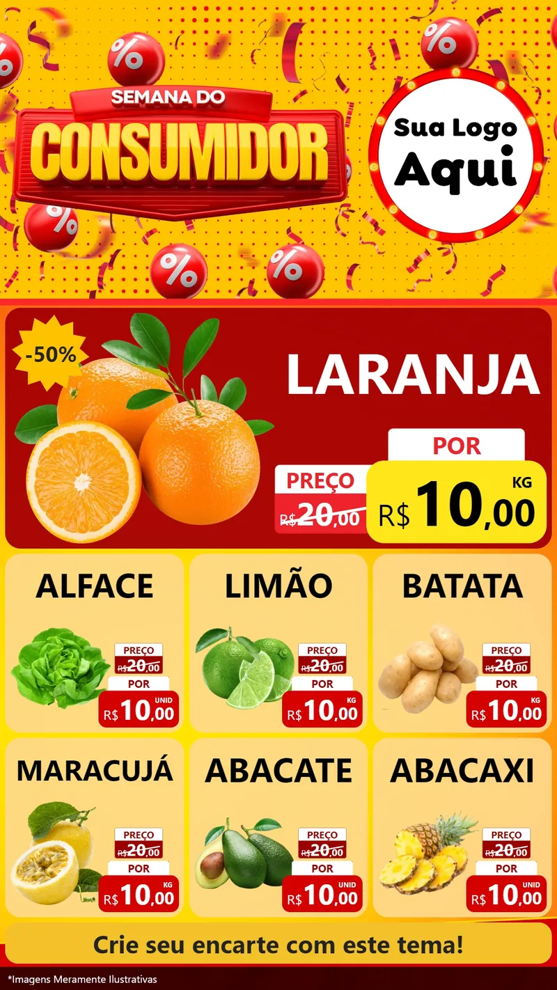 Modelo de Rede Social para Stories com o tema Semana do Consumidor para Hortifrúti