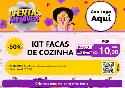 Modelo de Cartaz para Cartaz A4 Horizontal com o tema Ofertas Da Primavera para Utilidades Domésticas