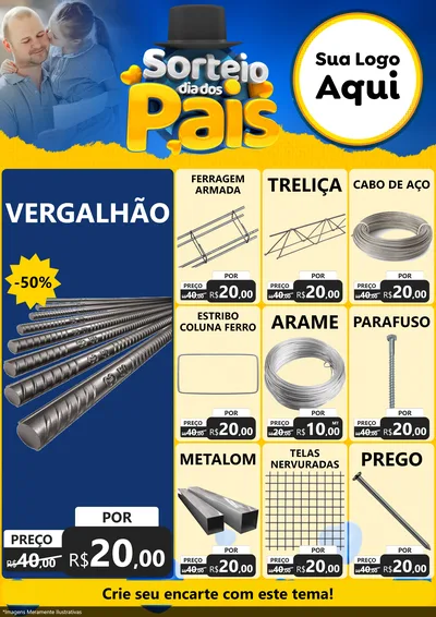 Modelo de Encarte para Encarte A4 Vertical com o tema Sorteio Dia Dos Pais para Ferragens