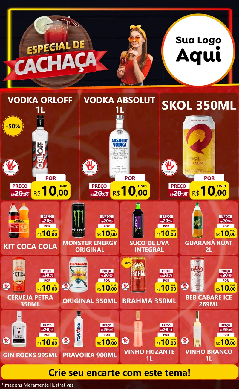 Modelo de Encarte para Encarte Grande com o tema Especial de Cachaça para Distribuidora de bebidas