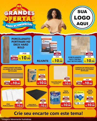 Modelo de Rede Social para Feed Instagram com o tema Grandes Ofertas Para Economizar! para Pisos e revestimentos