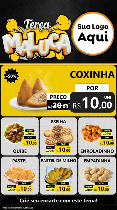 Modelo de Rede Social para Stories com o tema Terça Maluca para Salgadaria