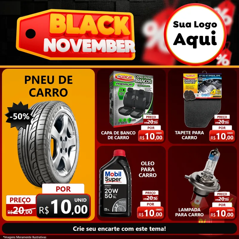 Modelo de Rede Social para Feed Facebook com o tema Black November para Auto peças