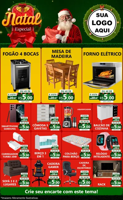Modelo de Encarte para Encarte Grande com o tema Natal Especial para Móveis e Eletro
