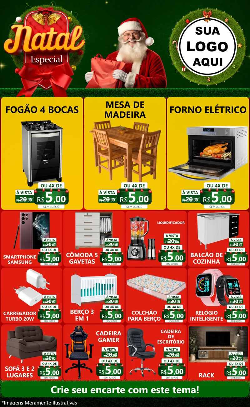 Modelo de Encarte para Encarte Grande com o tema Natal Especial para Móveis e Eletro