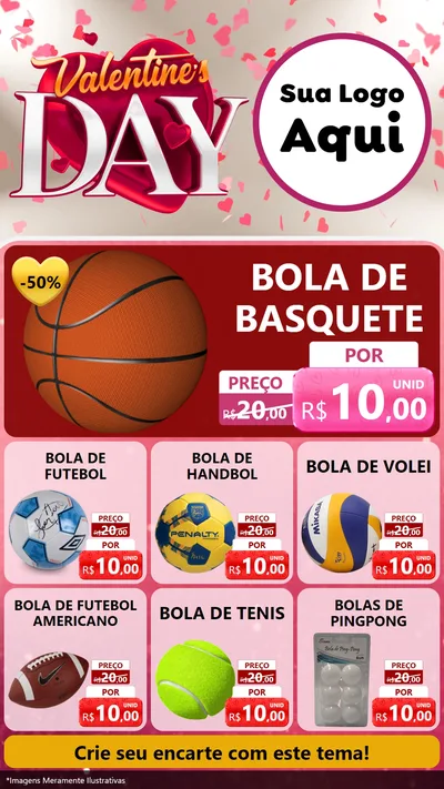 Modelo de Rede Social para Stories com o tema Valentine's Day para Artigos Esportivos