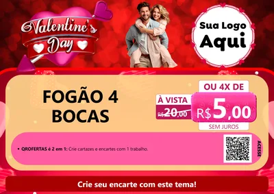 Modelo de Cartaz para Cartaz A4 Horizontal com o tema Valentine's Day para Móveis e Eletro
