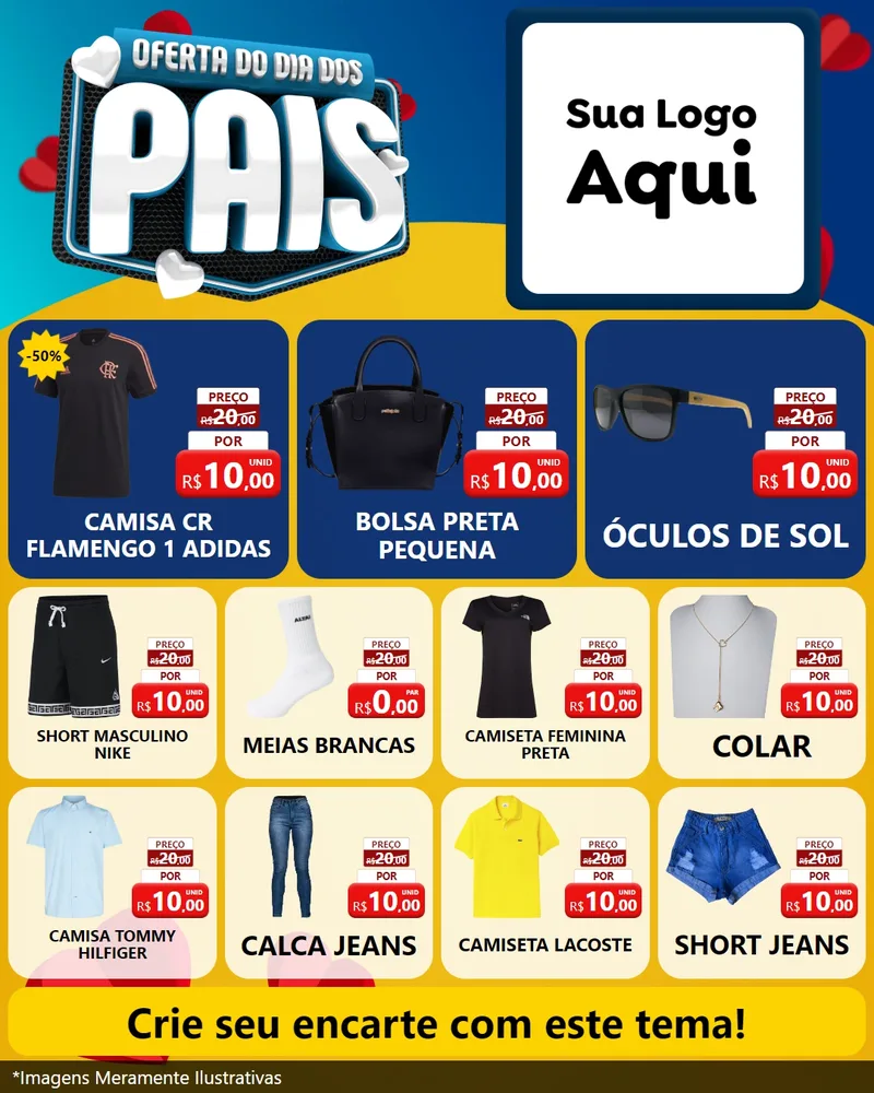 Modelo de Rede Social para Feed Instagram com o tema Oferta Do Dia Dos Pais para Roupas e acessórios