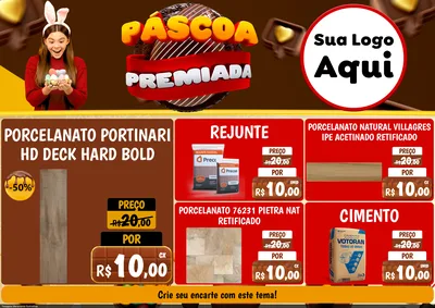 Modelo de Encarte para Encarte A4 Horizontal com o tema Páscoa Premiada para Pisos e revestimentos
