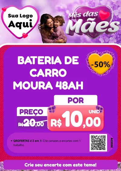 Modelo de Cartaz para Cartaz A4 Vertical com o tema Mês das Mães para Baterias Elétricas
