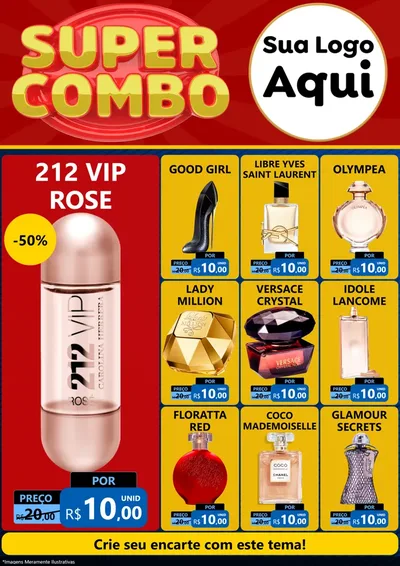 Modelo de Encarte para Encarte A4 Vertical com o tema Super Combo para Perfumes