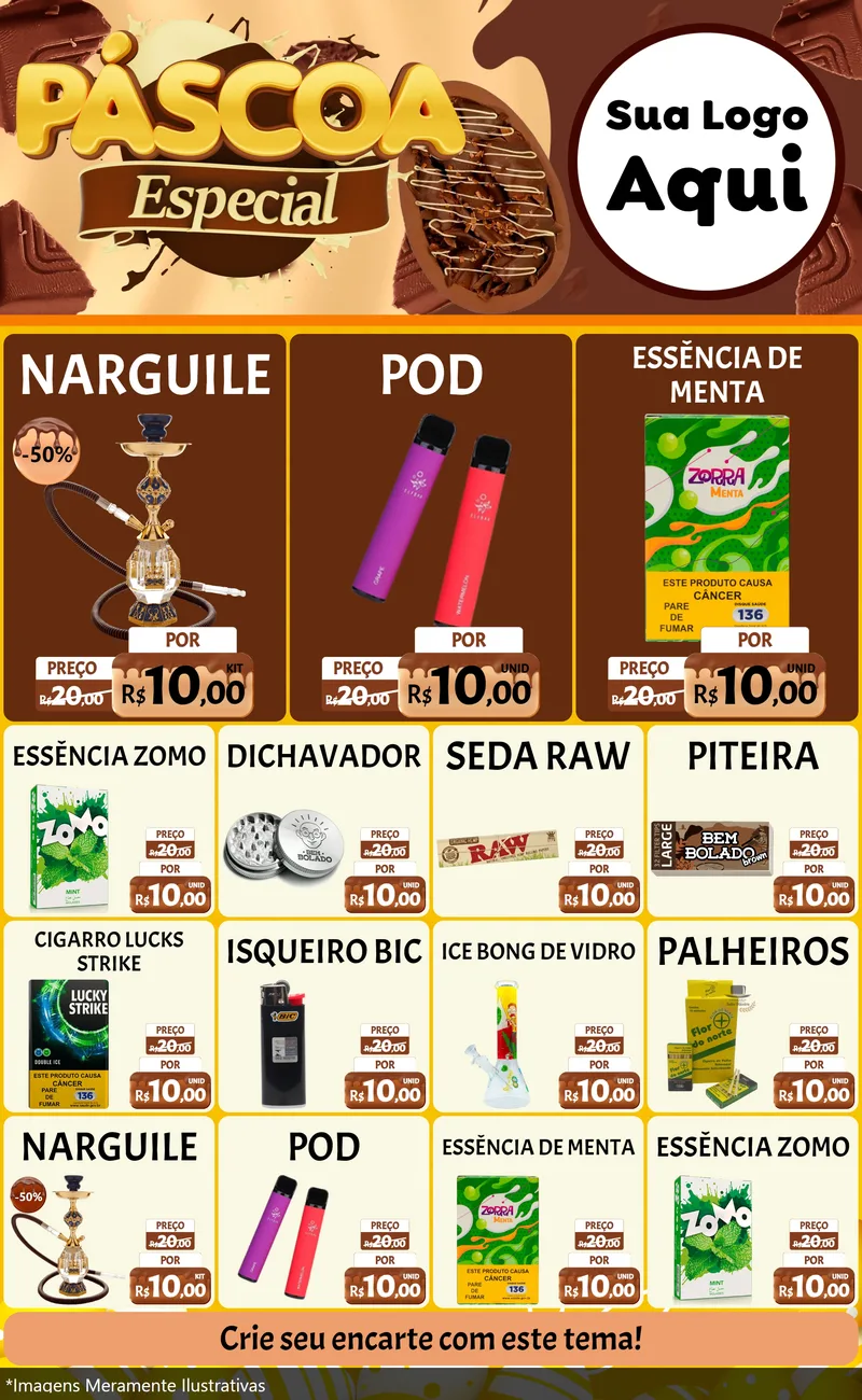 Modelo de Encarte para Encarte Grande com o tema Páscoa Especial para Tabacaria