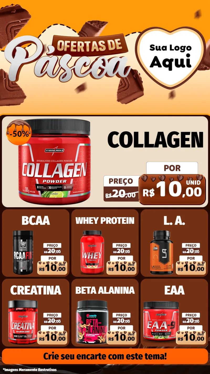 Modelo de Rede Social para Stories com o tema Ofertas de Páscoa para Suplementos alimentares