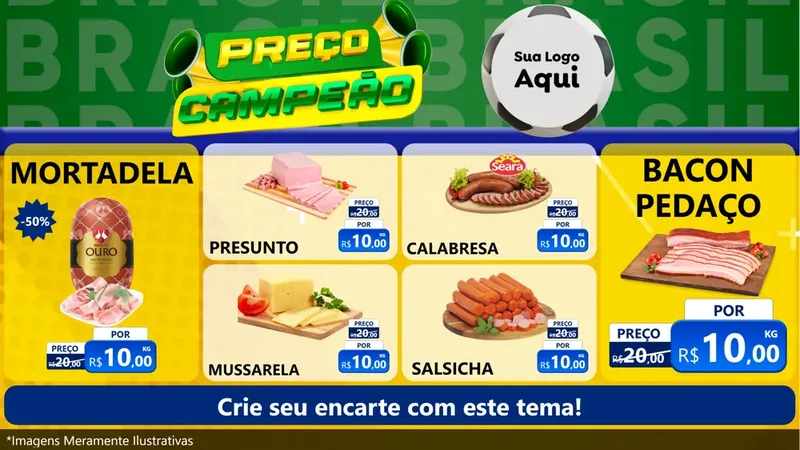Modelo de TV para TV Horizontal com o tema Preço Campeão - Copa para Frios e Laticínios