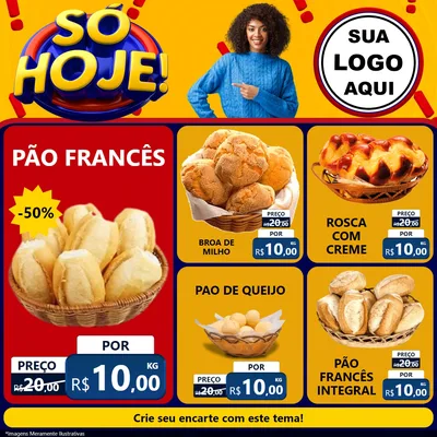 Modelo de Rede Social para Feed Facebook com o tema Só Hoje! para Padaria