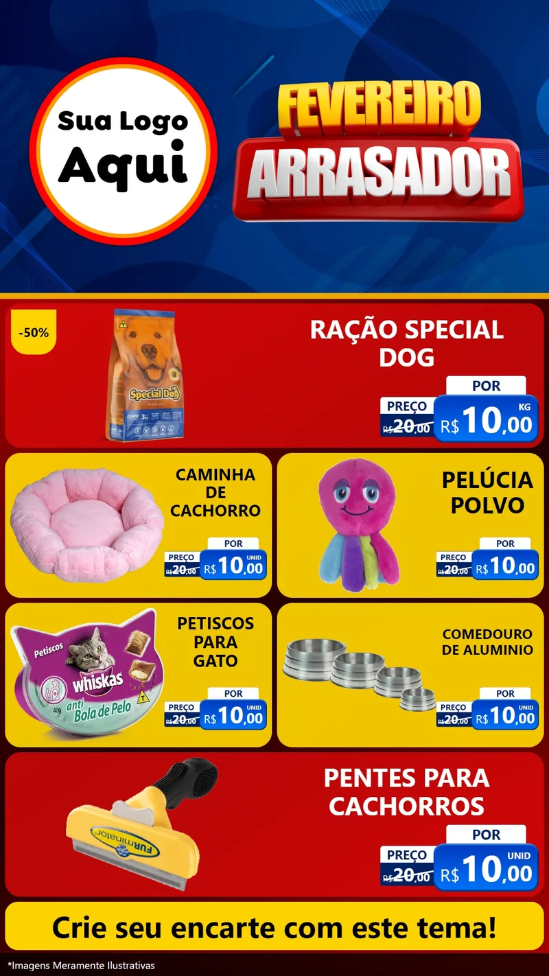Modelo de TV para TV Vertical com o tema Fevereiro Arrasador para Pet Shop