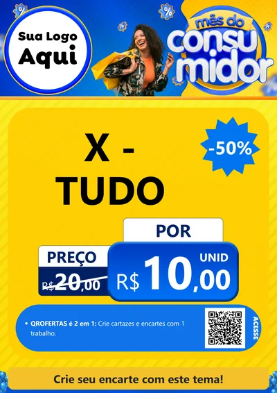 Modelo de Cartaz para Cartaz A4 Vertical com o tema Mês do Consumidor para Hamburgueria
