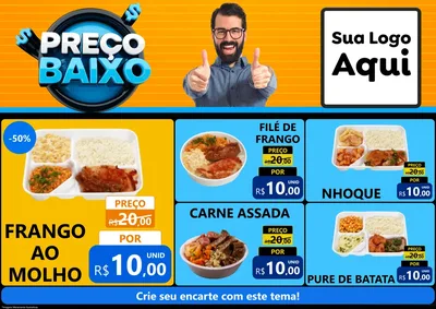 Modelo de Encarte para Encarte A4 Horizontal com o tema Preço Baixo para Restaurante