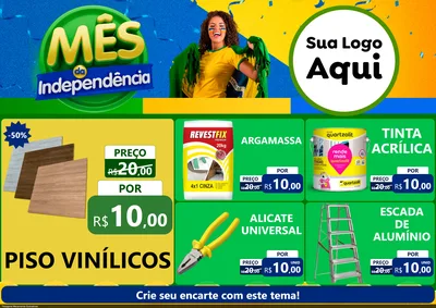 Modelo de Encarte para Encarte A4 Horizontal com o tema Mês da Independência para Material para Construção