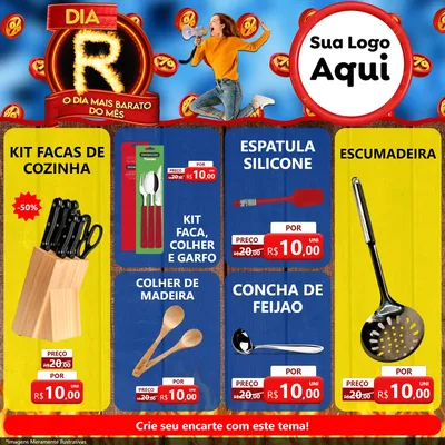 Modelo de Rede Social para Feed Facebook com o tema Dia R - O Dia Mais Barato Do Mês para Utilidades Domésticas