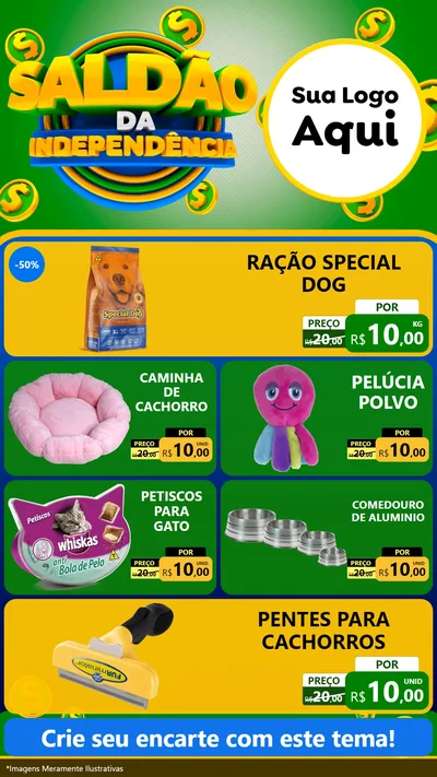 Modelo de TV para TV Vertical com o tema Saldão da Indepêndencia para Pet Shop