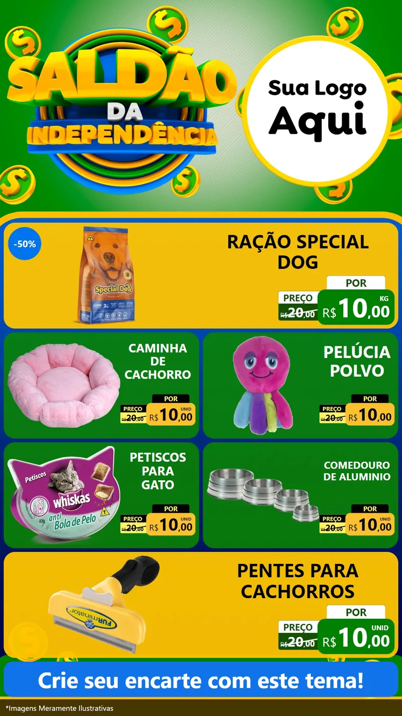 Modelo de TV para TV Vertical com o tema Saldão da Indepêndencia para Pet Shop
