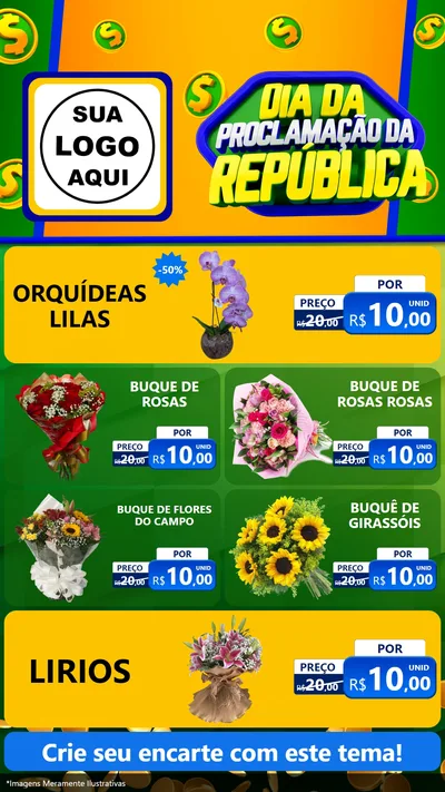 Modelo de TV para TV Vertical com o tema Dia Da Proclamação da República para Floricultura e jardim