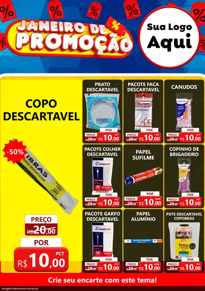 Modelo de Encarte para Encarte A4 Vertical com o tema Janeiro de Promoção para Embalagens