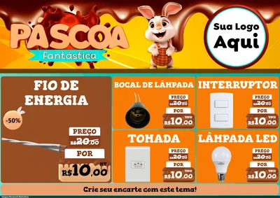 Modelo de Encarte para Encarte A4 Horizontal com o tema Páscoa Fantástica para Materiais Elétricos
